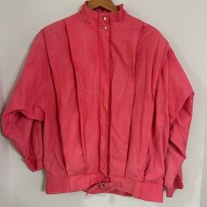 Vintage80s Gallery Women’s 10 Medium Coat Pink Button Zip Jacket Ski Windbreaker